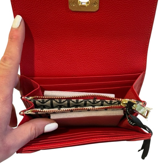 MONCRIEF London Larissa Red Leather Wallet London Designer NEW - Picture 5 of 7